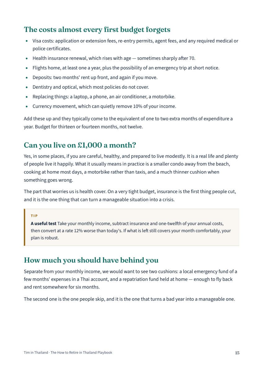 Sample page: Three worked monthly budgets