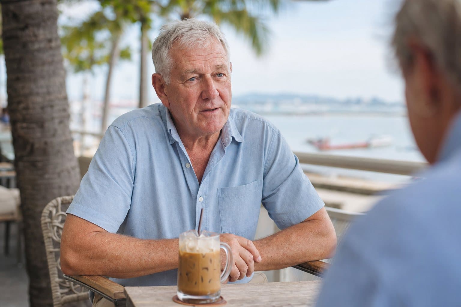 Tim at a seafront cafe in Pattaya